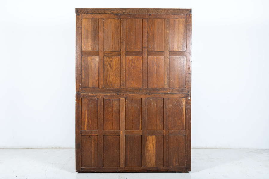 Antique Large 19thC English Oak Glazed Museum Display Cabinet	