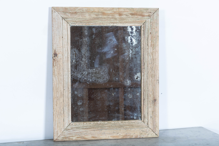 19th French Century Foxed Pine Mirror