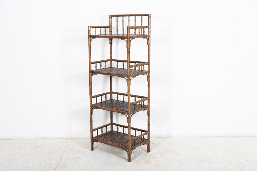 Antique 19thC English Faux Bamboo Beech Bookcase	