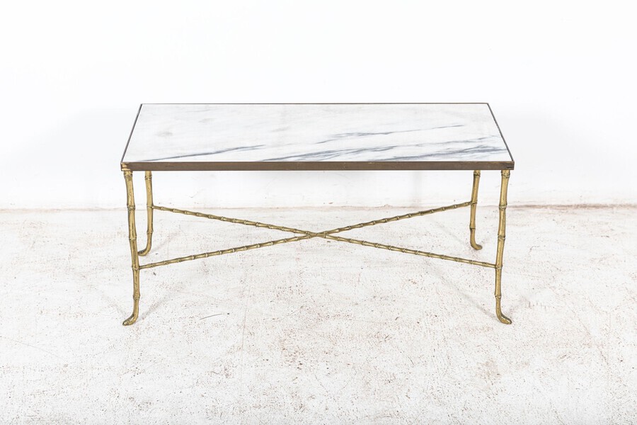 Antique Brass Faux Bamboo Coffee Table