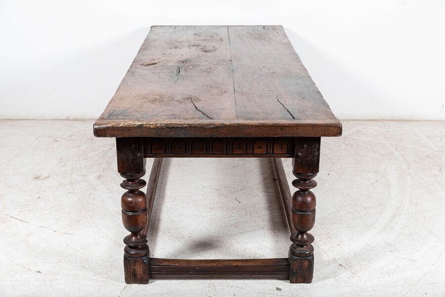 Antique Large English 17thC Elm & Oak Refectory Table