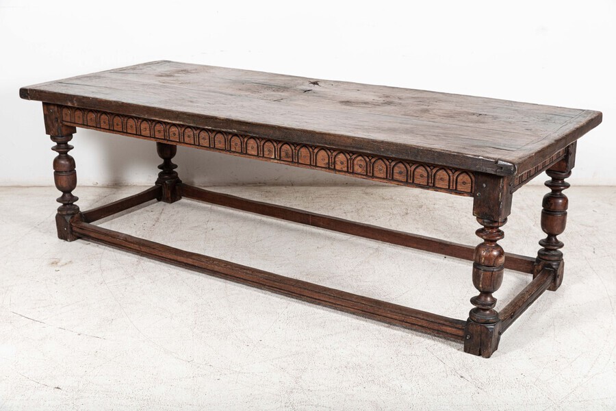 Antique Large English 17thC Elm & Oak Refectory Table
