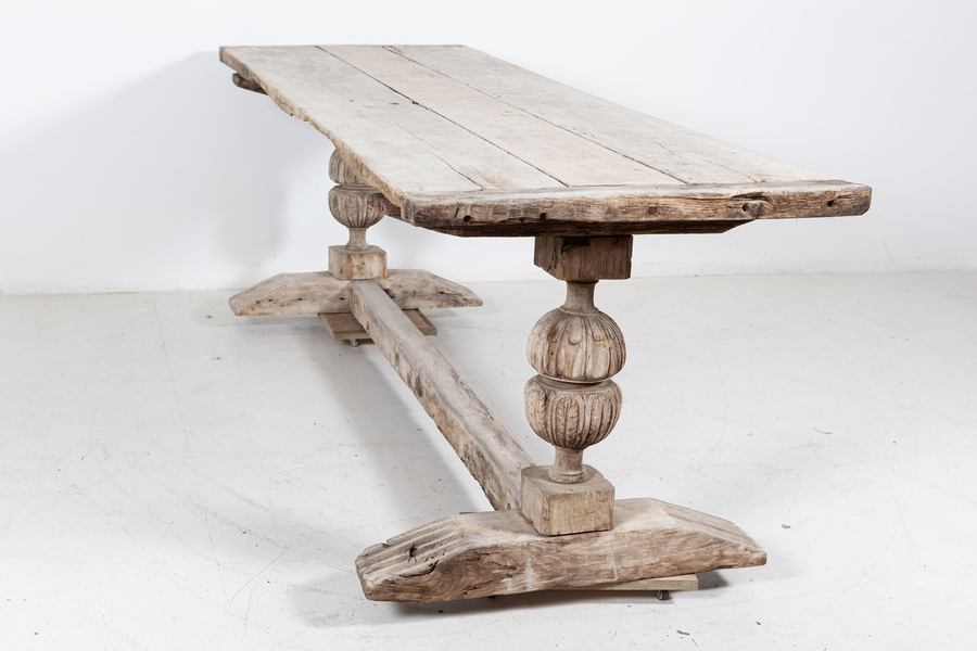 17thC English Bleached Oak Refectory Table