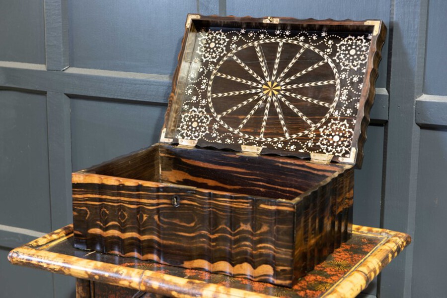 19thC Anglo Indian Coromandel Inlaid Sewing Box