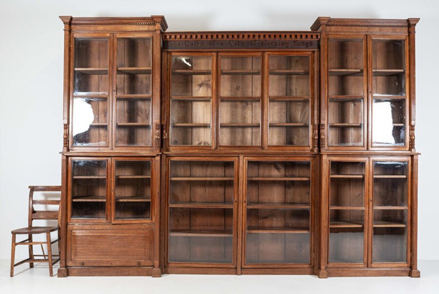 Antique 19thC Monumental Architectural Glazed Oak Bookcase