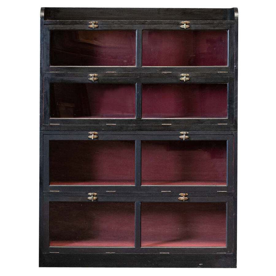 19thC English Ebonised Oak Drapers Shop Fitters Cabinet