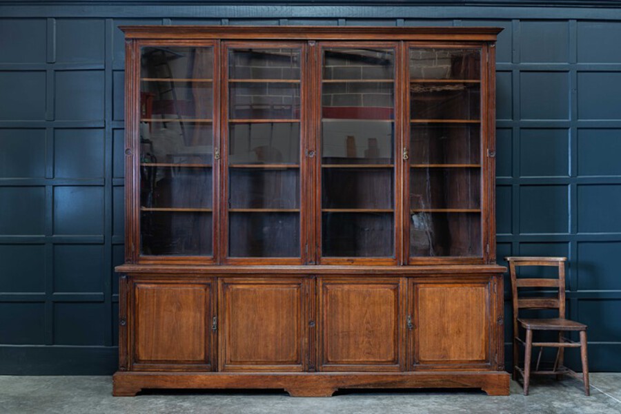 Antique Large Mahogany Glazed Country House Bookcase