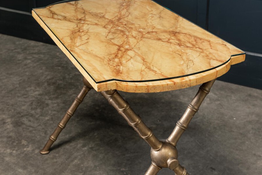 Simulated Marble Faux Bamboo Side Table