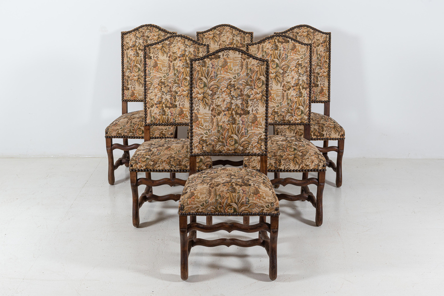 Set of 6 Os De Mouton Beech Tapestry Chairs