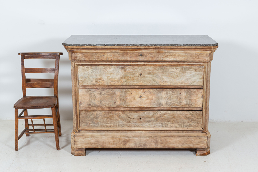 19thC French Bleached Walnut Commode