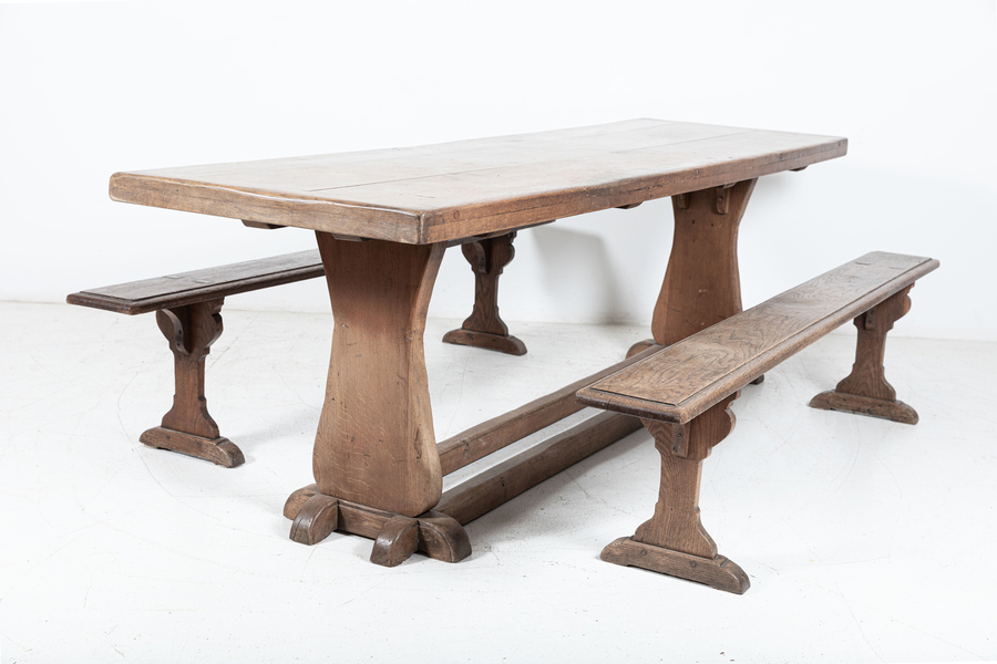 Large English Oak Trestle Table