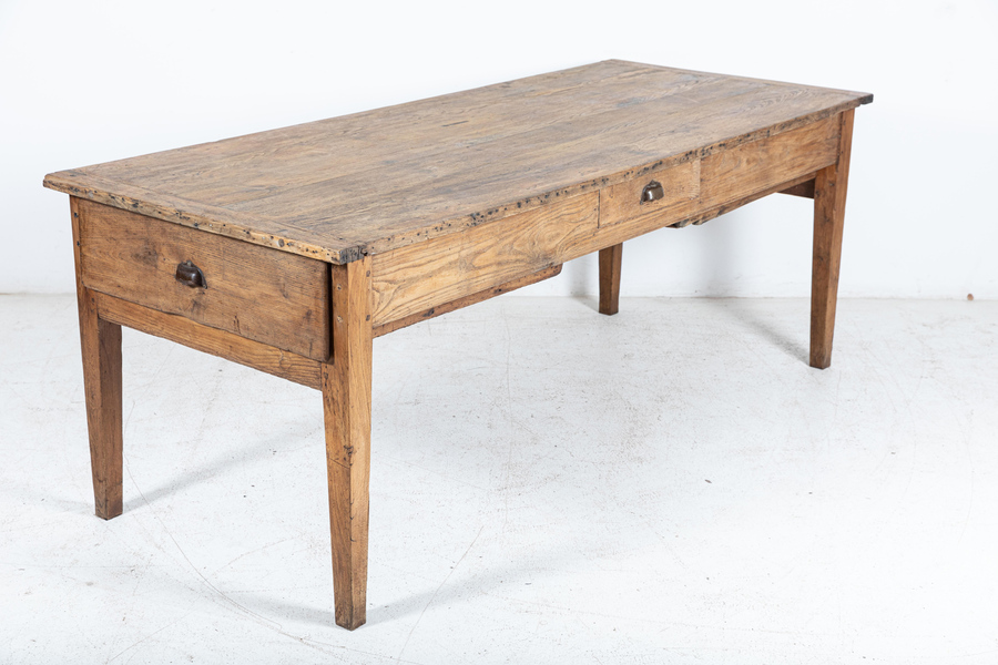 Large 19thC French Elm Farmhouse Refectory Table