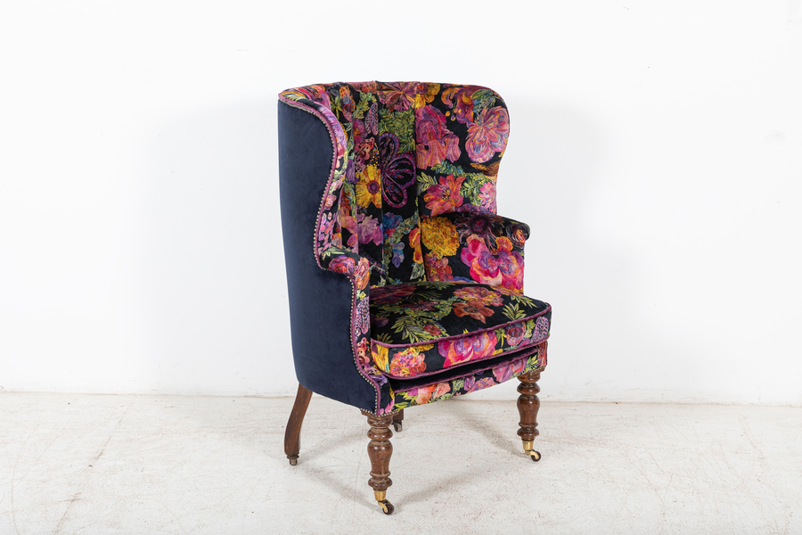 19thC English Porters Armchair Re-upholstered in Liberty
