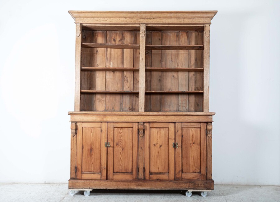 19thC Oak & Pine Open Bookcase / Dresser