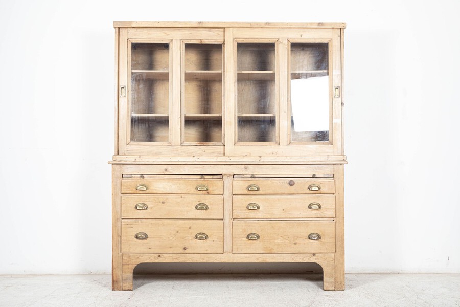 19thC Glazed Pine Housekeepers Cabinet
