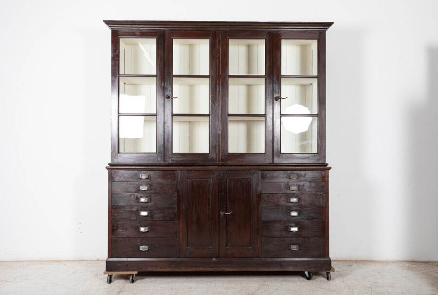 Large 19thC English Specimen Display Cabinet / Bookcase