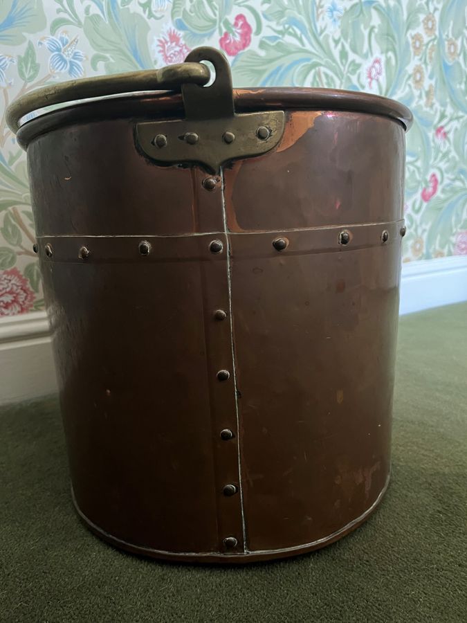 Antique 19c Copper and brass coal bucket