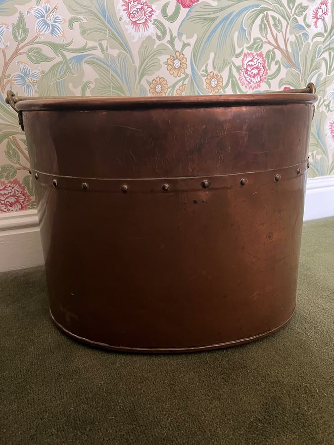 Antique 19c Copper and brass coal bucket