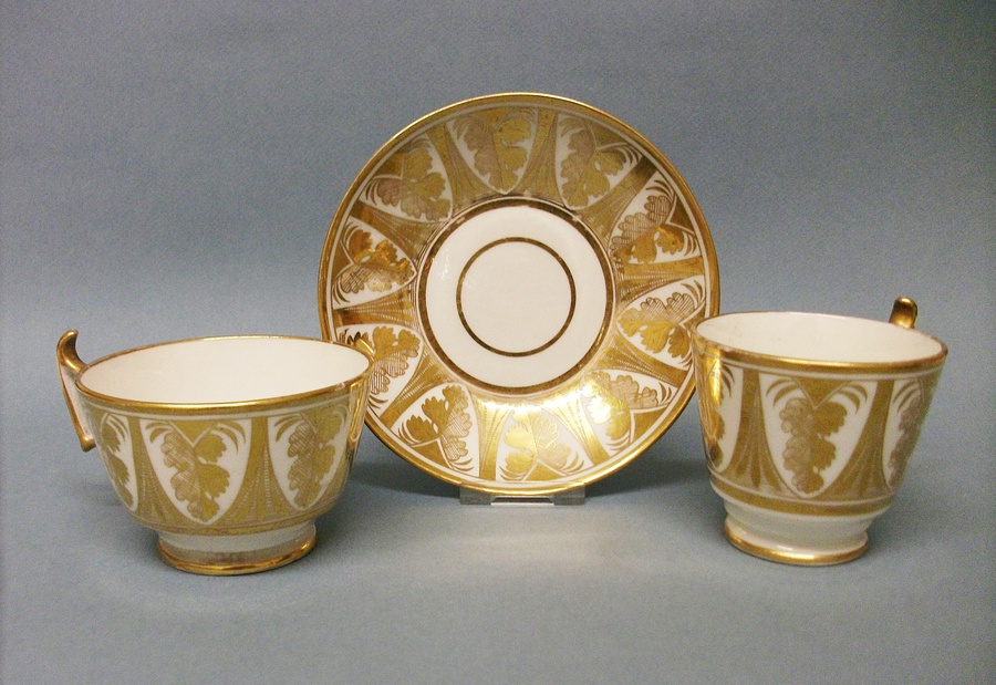 Coalport Tea Cup, Coffee Cup and Saucer, c.1815