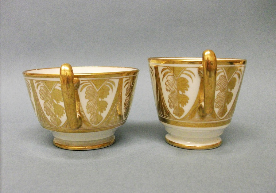 Antique Coalport Tea Cup, Coffee Cup and Saucer, c.1815