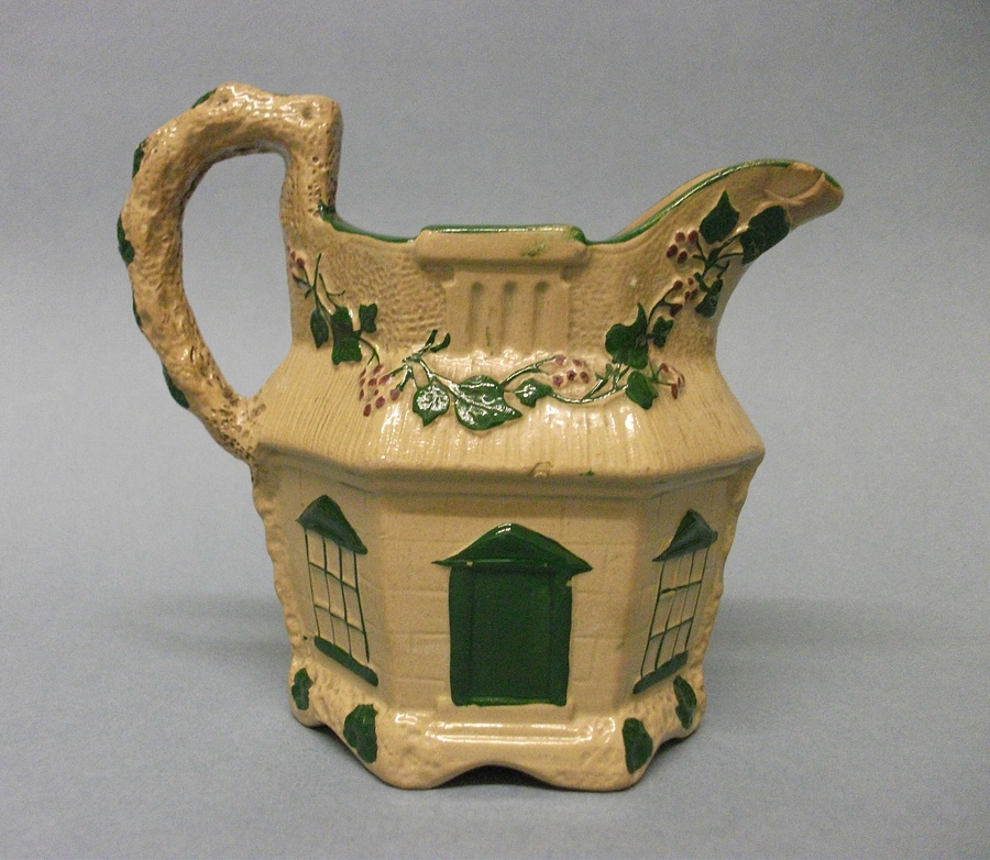 Antique Small Staffordshire Drabware 'Cottage' Jug, c.1820-30