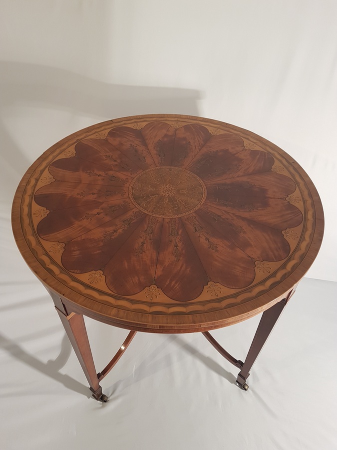 Antique Marquetry Inlaid Satinwood Centre Table