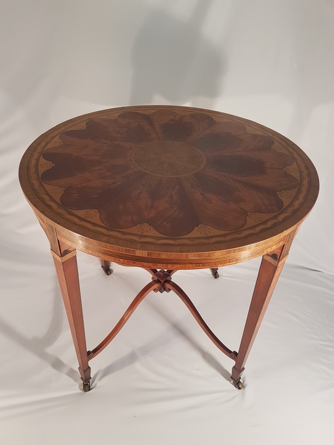 Antique Marquetry Inlaid Satinwood Centre Table