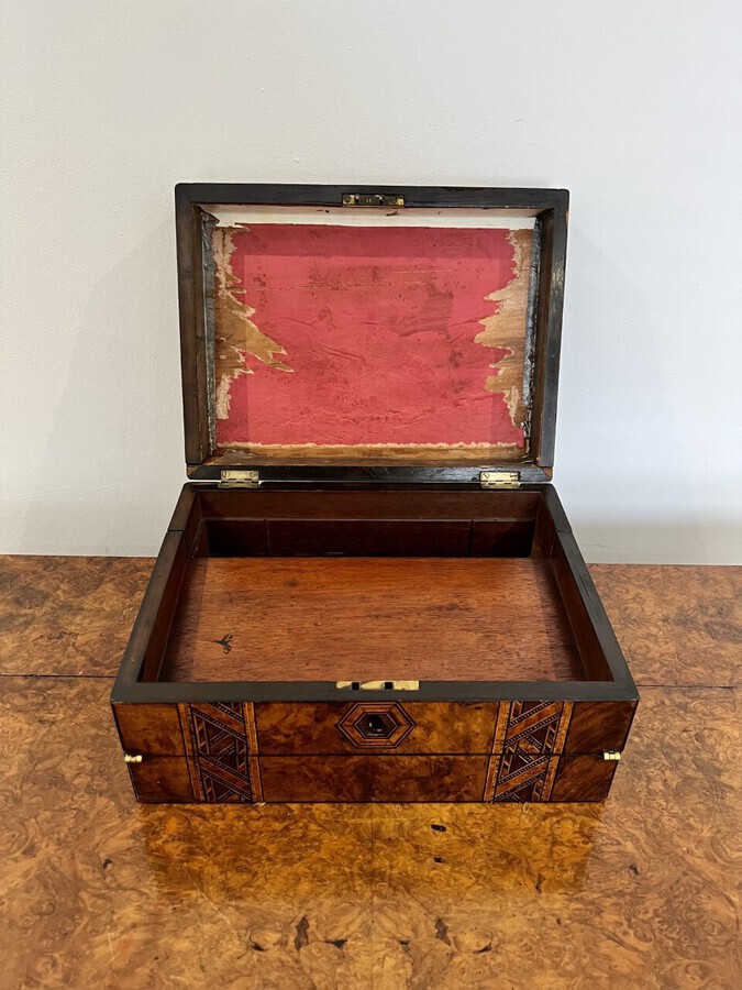 Antique Lovely antique Victorian tunbridge ware inlaid writing box 