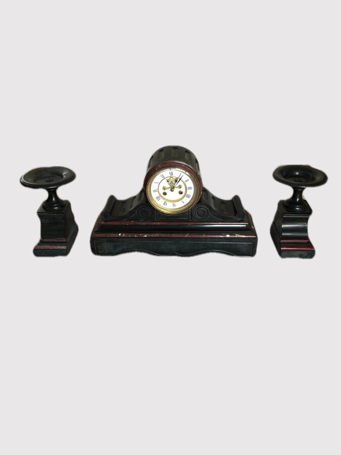 Antique Antique Victorian Quality Marble Clock Set