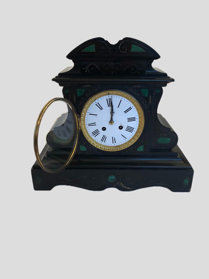 Antique Unusual Antique Victorian Marble Mantle Clock