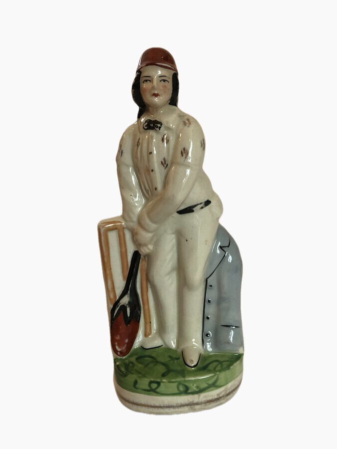 Antique Staffordshire Figure Of A Cricketer
