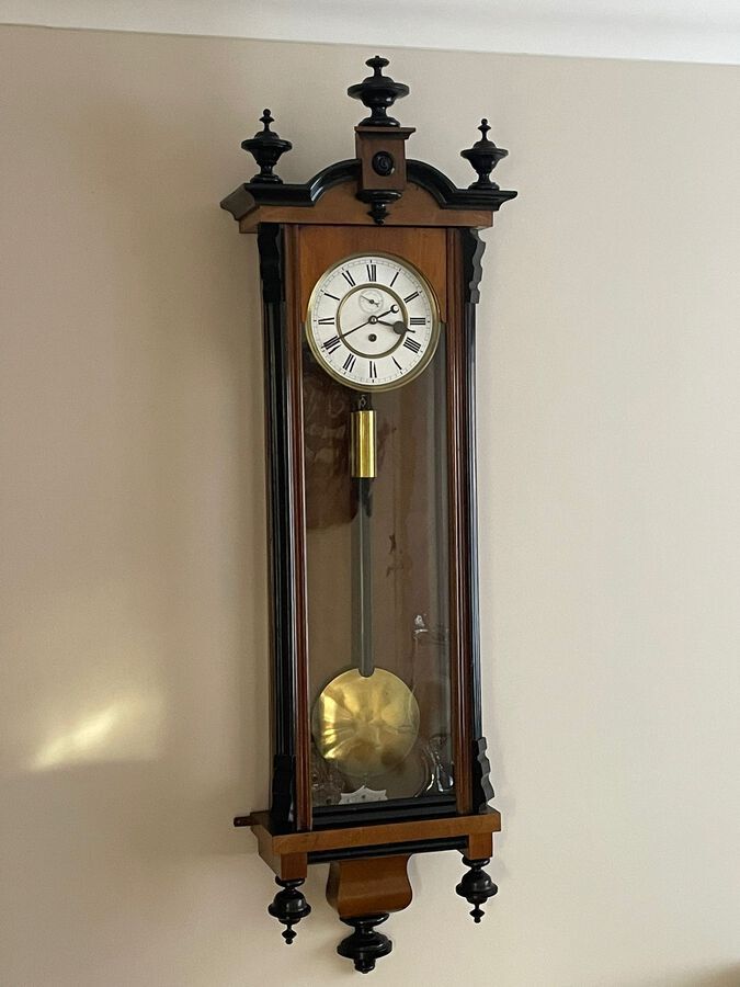 Antique Quality Victorian Walnut Cased Vienna One Weight Wall Clock
