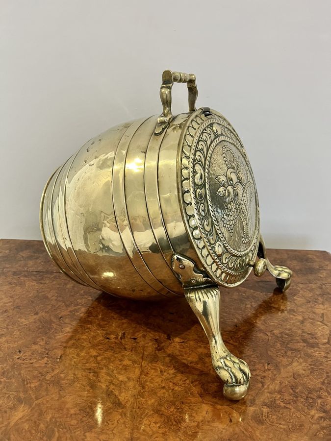 Antique Quality Antique Victorian Ornate Brass Coal Bucket