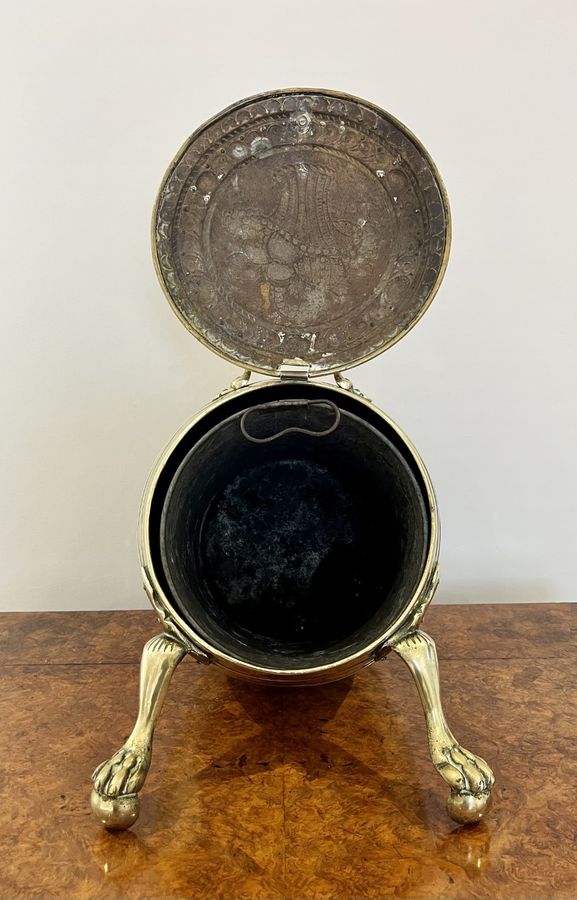 Antique Quality Antique Victorian Ornate Brass Coal Bucket