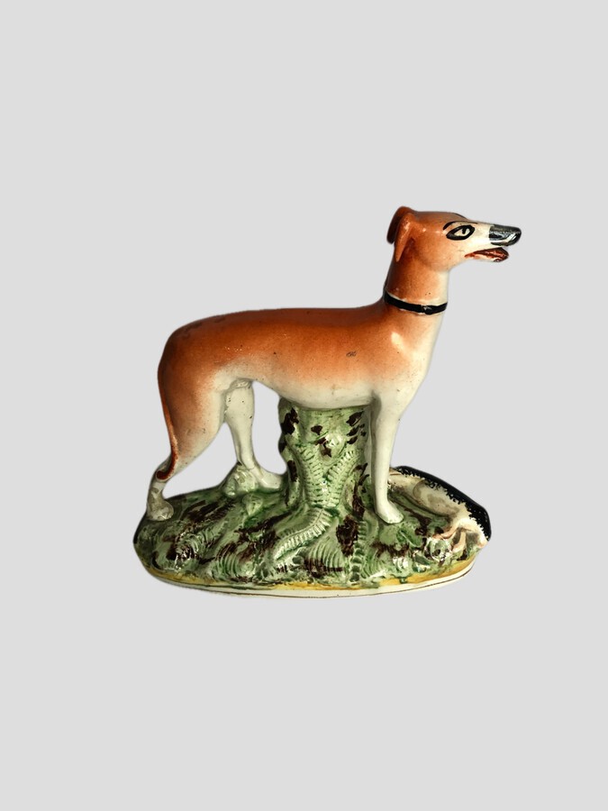 Antique Antique Victorian Staffordshire Figure Of A Greyhound Dog