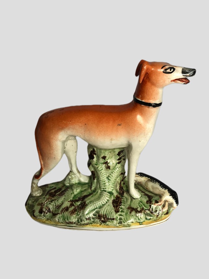 Antique Antique Victorian Staffordshire Figure Of A Greyhound Dog