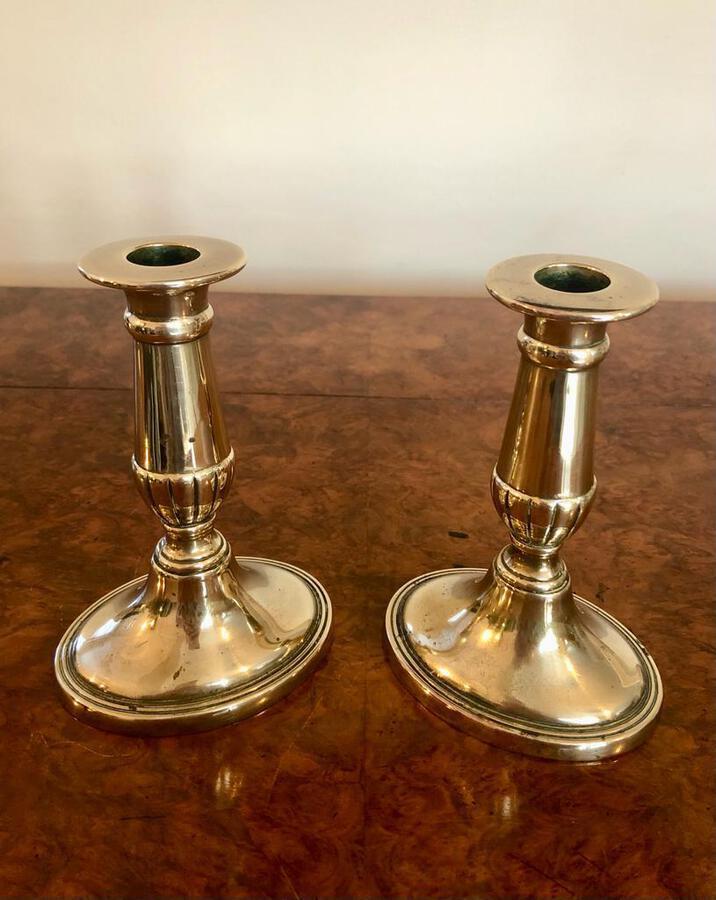 Antique QUALITY PAIR OF GEORGE III ANTIQUE BRASS CANDLESTICKS
