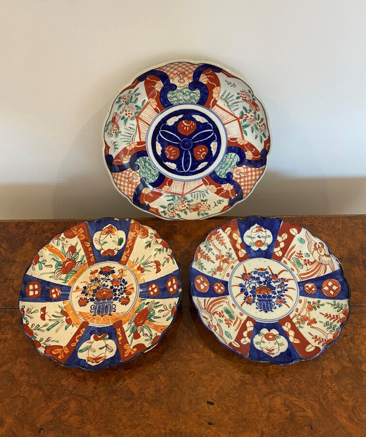 Antique Three Original Quality Antique Japanese Hand Painted Imari plates 