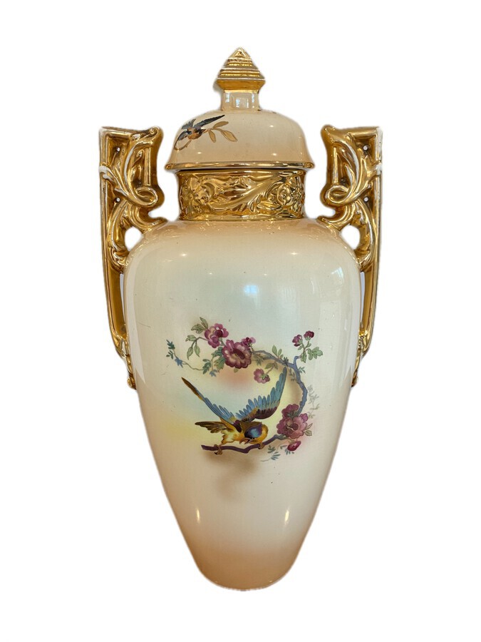 Antique Large Antique Victorian Quality Hand Painted Vase