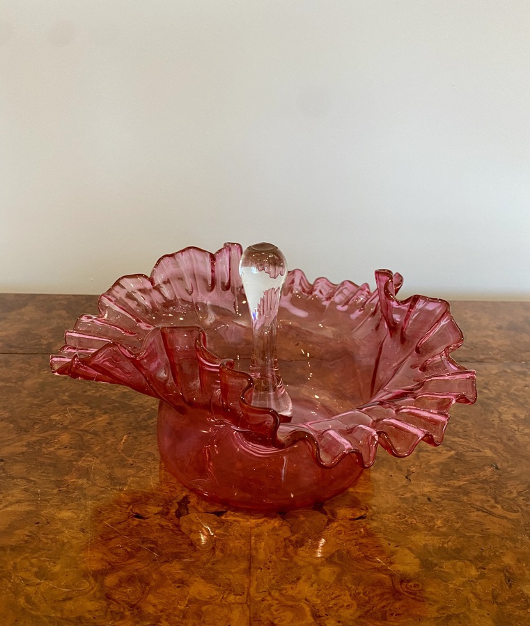 Large Quality Antique Victorian Cranberry Glass Bowl