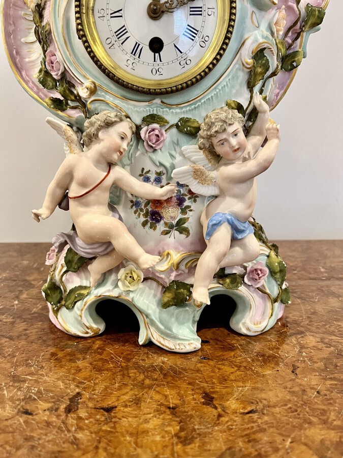 Antique Antique Edwardian Quality Porcelain Mantel Clock