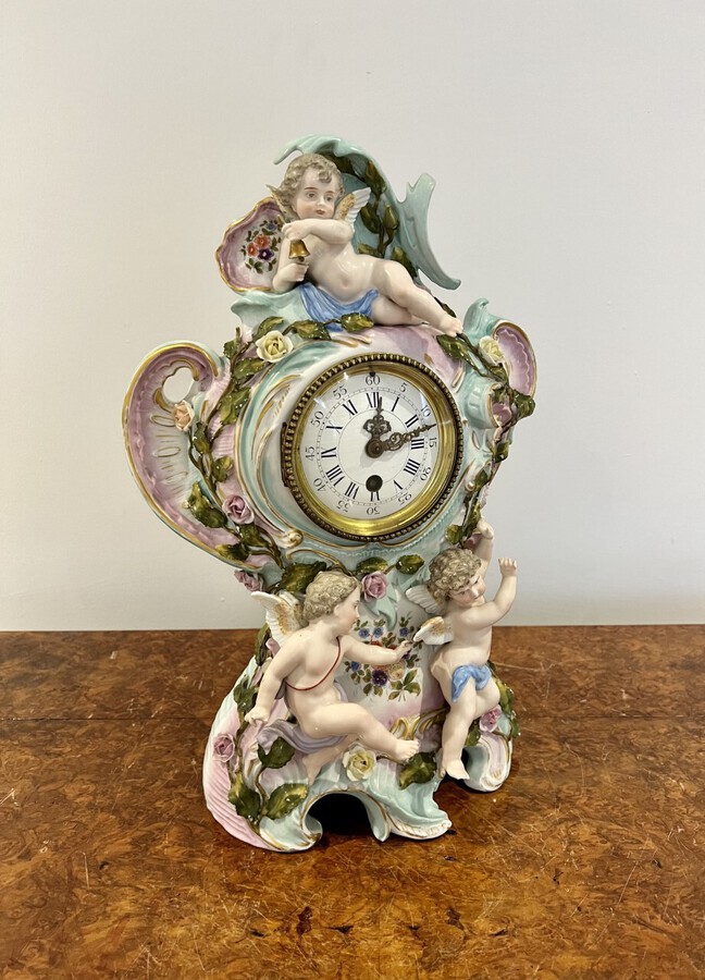 Antique Antique Edwardian Quality Porcelain Mantel Clock