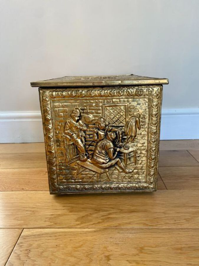 Antique Ornate Antique Quality Brass Coal Box
