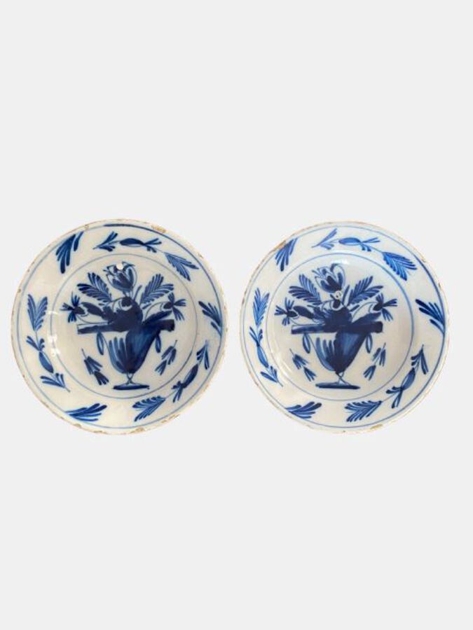 18th Century Pair Of Antique Delftware Plates
