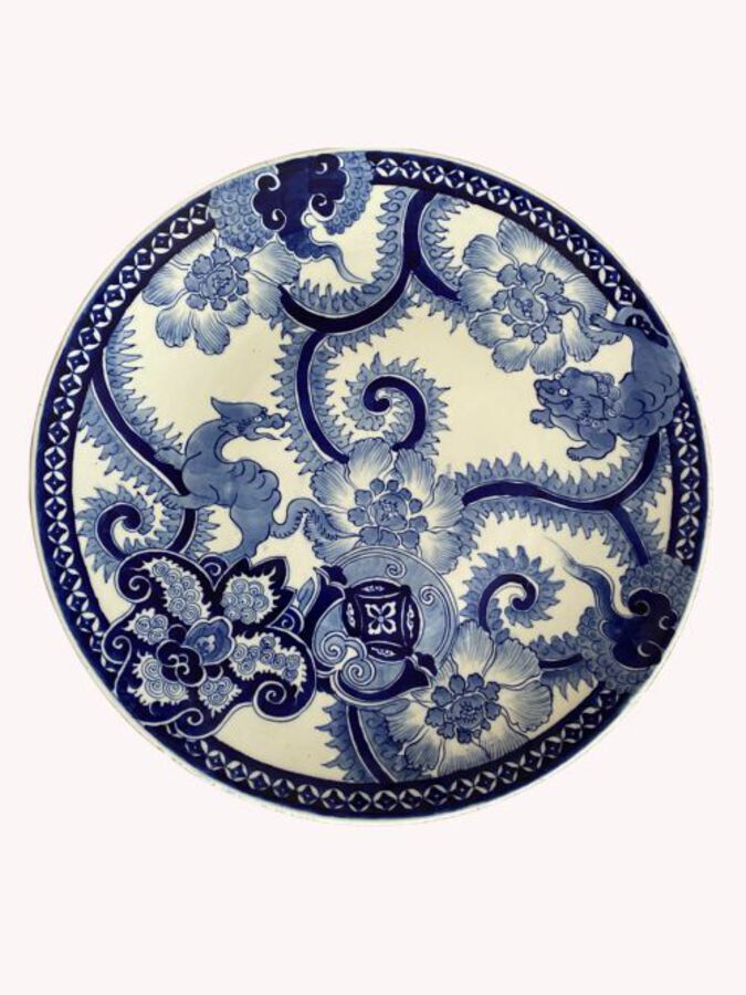 Large Antique Quality Japanese Blue & White Imari plate
