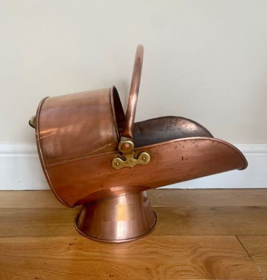 Antique George III Copper Helmet Coal Scuttle