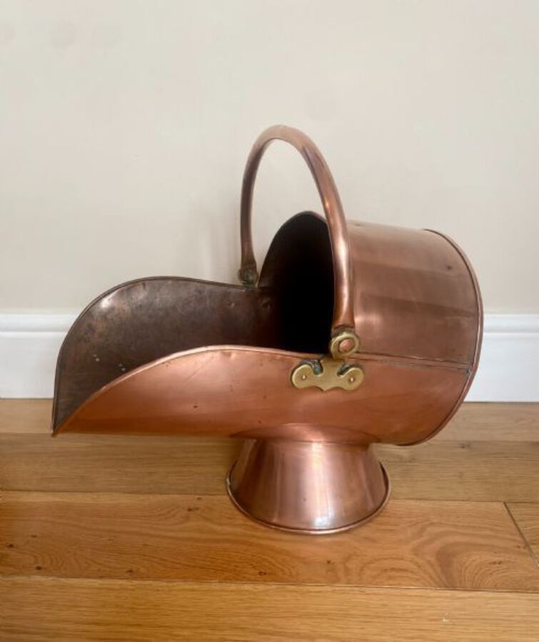 Antique Antique George III Copper Helmet Coal Scuttle