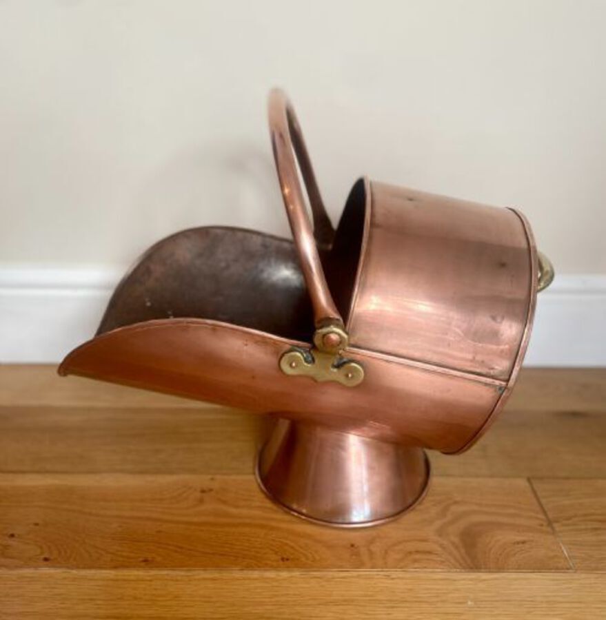 Antique Antique George III Copper Helmet Coal Scuttle