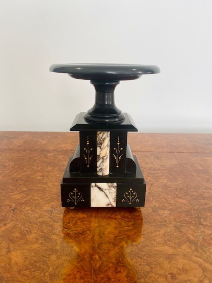 Antique Quality Antique Victorian Black Marble Clock Garniture 
