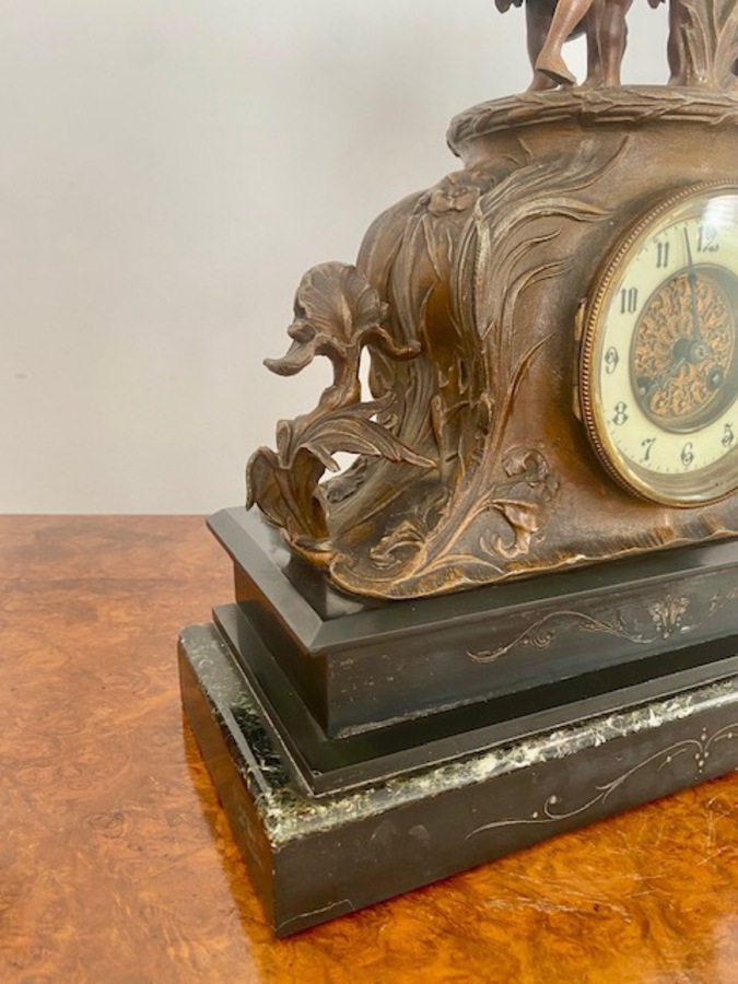 Antique Large Antique Victorian Marble Mantle Clock 